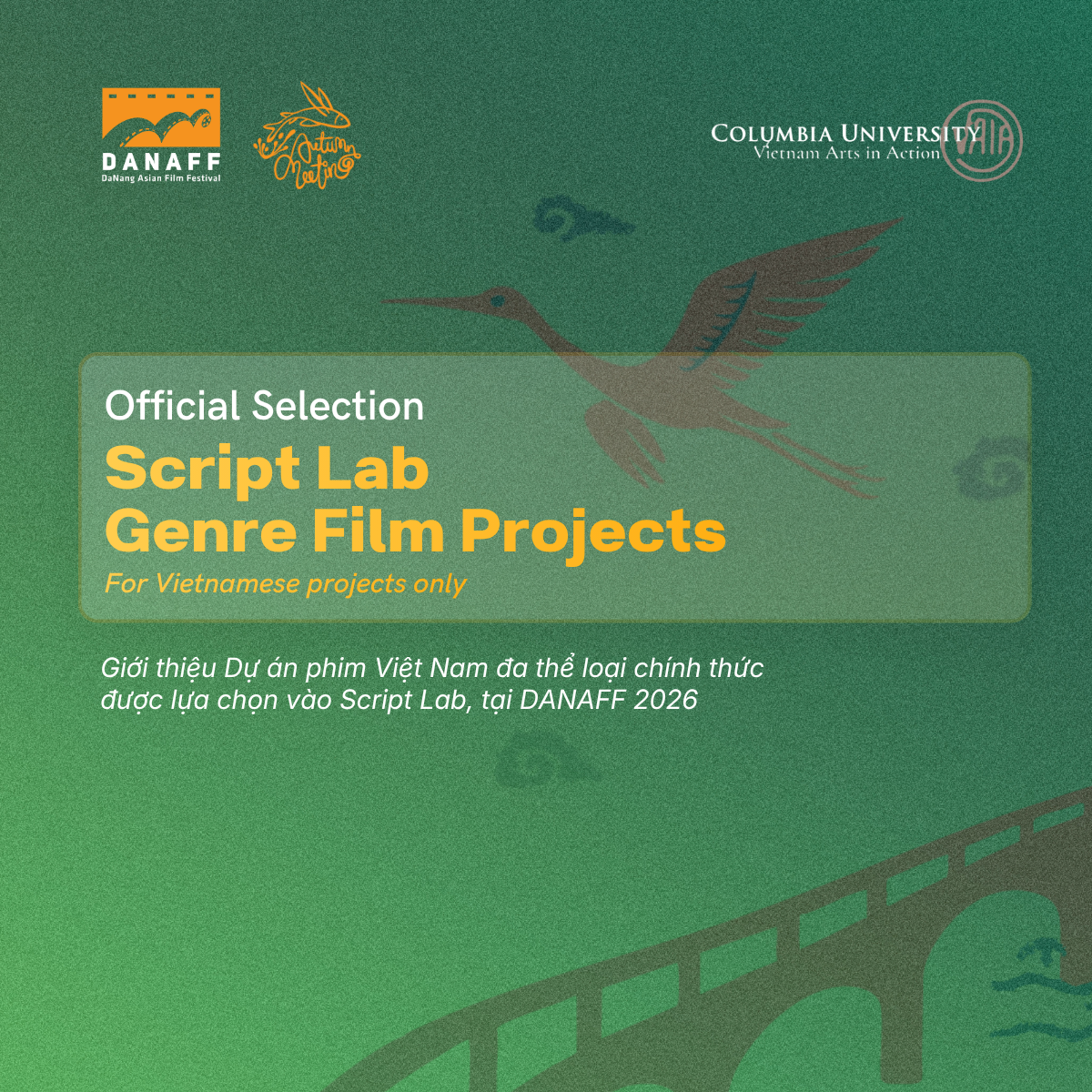 Announcing 8 projects selected for the Workshop & Project Market - Genre film projects at Script Lab of DANAFF IV